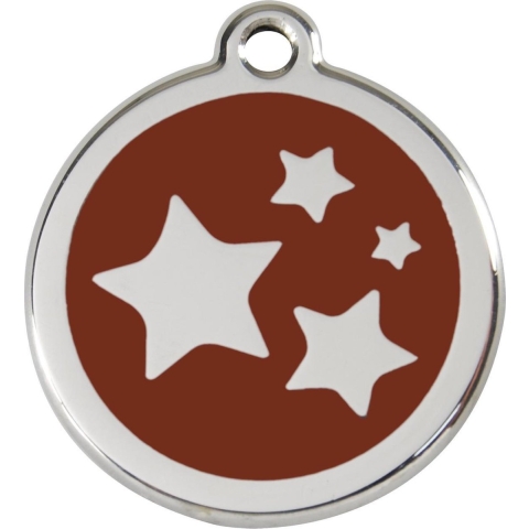 Star Brown roestvrijstalen hondenpenning small/klein dia. 2 cm - Reddingo
