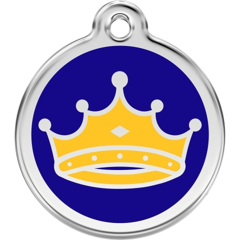 King's Crown Navy roestvrijstalen hondenpenning large/groot dia. 3,8 cm - Reddingo