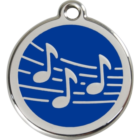 Music Navy roestvrijstalen hondenpenning medium/gemiddeld dia. 3 cm - Reddingo