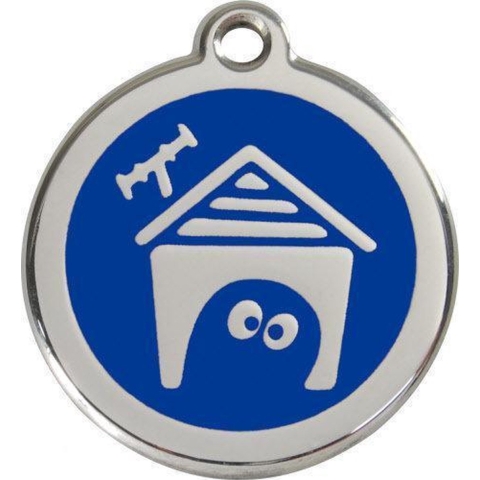 Dog House Navy roestvrijstalen hondenpenning small/klein dia. 2 cm - Reddingo