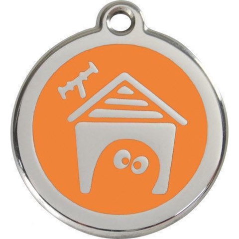 Dog House Orange roestvrijstalen hondenpenning medium/gemiddeld dia. 3 cm - Reddingo