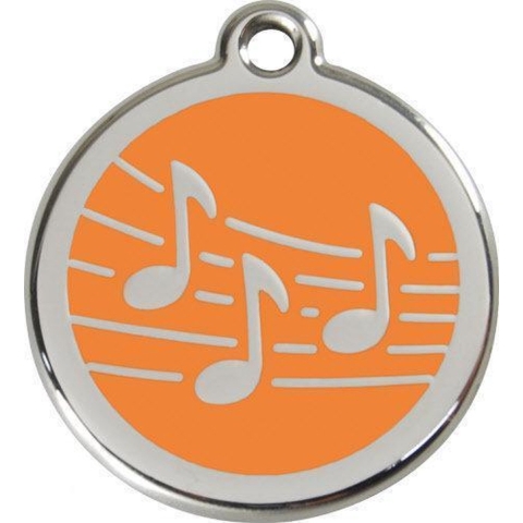 Music Orange roestvrijstalen hondenpenning large/groot dia. 3,8 cm - Reddingo