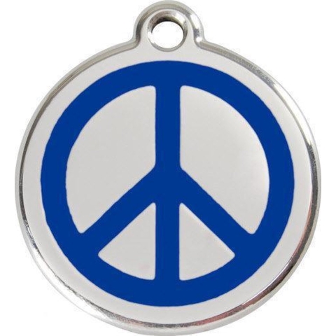 Peace Navy roestvrijstalen hondenpenning small/klein dia. 2 cm - Reddingo