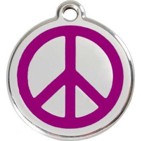 Peace Purple roestvrijstalen hondenpenning small/klein dia. 2 cm - Reddingo