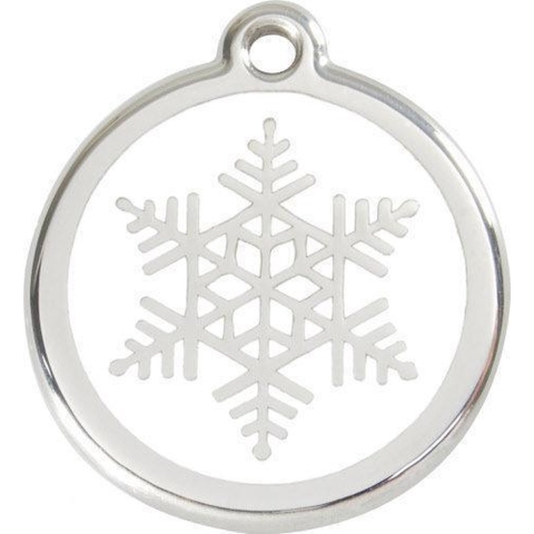 Snowflake White roestvrijstalen hondenpenning large/groot dia. 3,8 cm - Reddingo