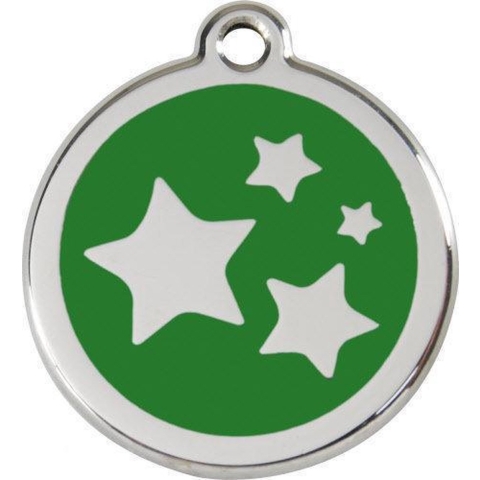 Star Green roestvrijstalen hondenpenning small/klein dia. 2 cm - Reddingo