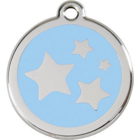 Star Light Blue roestvrijstalen hondenpenning small/klein dia. 2 cm - Reddingo