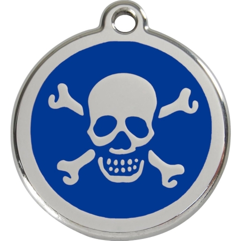 Cross Bone Navy roestvrijstalen hondenpenning large/groot dia. 3,8 cm - Reddingo