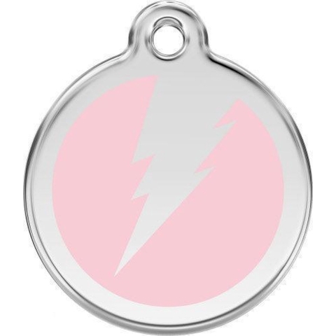 Flash Pink roestvrijstalen hondenpenning medium/gemiddeld dia. 3 cm - Reddingo