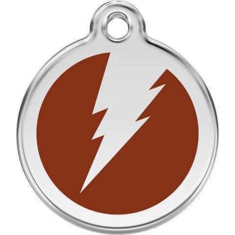 Flash Brown roestvrijstalen hondenpenning medium/gemiddeld dia. 3 cm - Reddingo