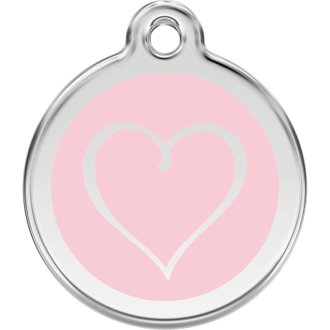 Tribal Heart Pink roestvrijstalen hondenpenning small/klein dia. 2 cm - Reddingo