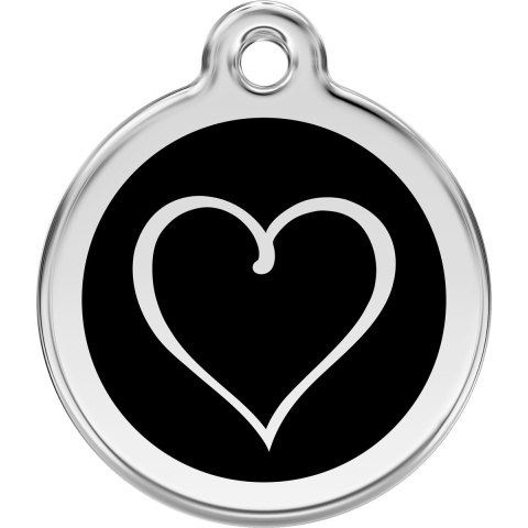 Tribal Heart Black roestvrijstalen hondenpenning large/groot dia. 3,8 cm - Reddingo