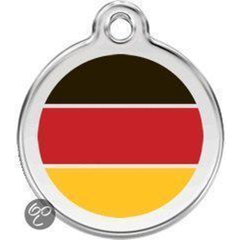 German Flag roestvrijstalen hondenpenning medium/gemiddeld dia. 3 cm - Reddingo