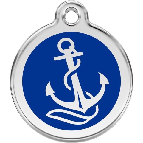 Anchor Navy roestvrijstalen hondenpenning small/klein dia. 2 cm - Reddingo