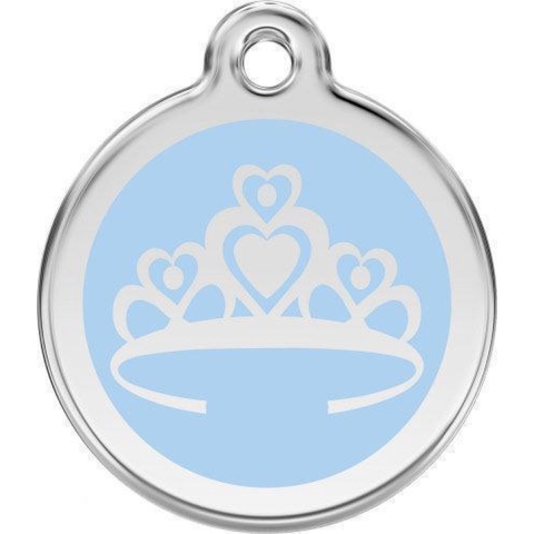 Crown Light Blue roestvrijstalen hondenpenning large/groot dia. 3,8 cm - Reddingo