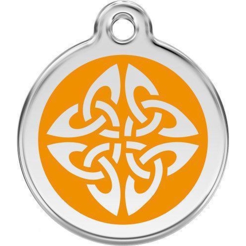 Tribal Arrows Orange roestvrijstalen hondenpenning small/klein dia. 2 cm - Reddingo