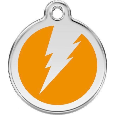 Flash Orange roestvrijstalen hondenpenning medium/gemiddeld dia. 3 cm - Reddingo