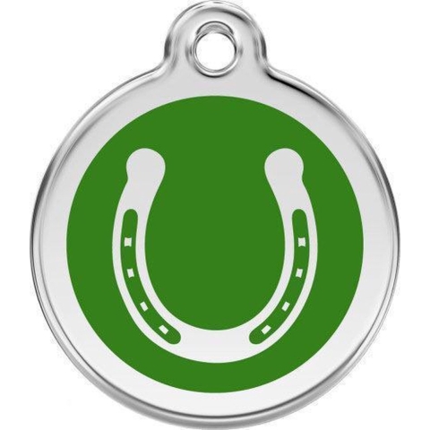 Horse Shoe Green roestvrijstalen hondenpenning medium/gemiddeld dia. 3 cm - Reddingo