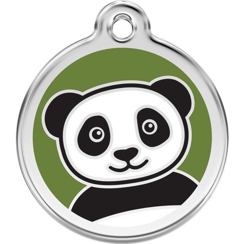 Panda Green roestvrijstalen hondenpenning small/klein dia. 2 cm - Reddingo