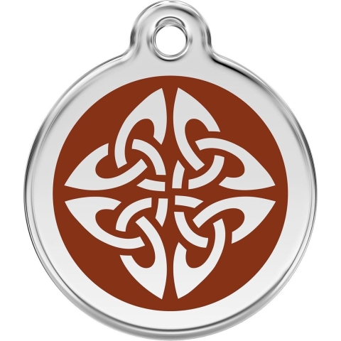 Tribal Arrows Brown roestvrijstalen hondenpenning small/klein dia. 2 cm - Reddingo