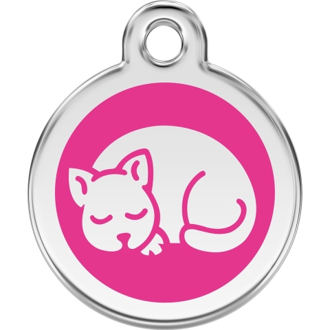 Kitten Hot Pink roestvrijstalen kattenpenning small/klein dia. 2 cm - Reddingo