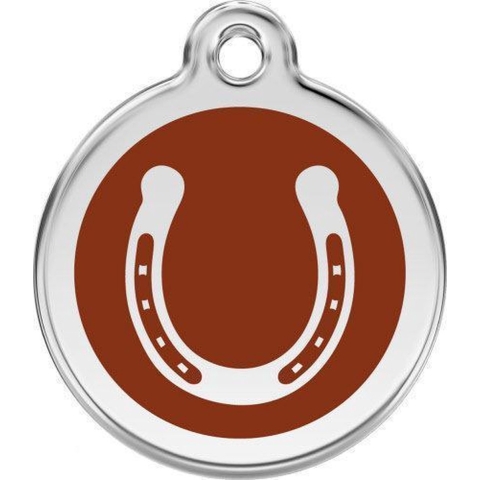 Horse Shoe Brown roestvrijstalen hondenpenning medium/gemiddeld dia. 3 cm - Reddingo