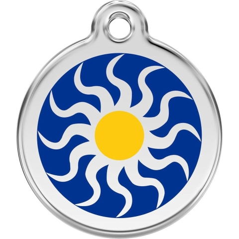 Tribal Sun Navy roestvrijstalen hondenpenning large/groot dia. 3,8 cm - Reddingo