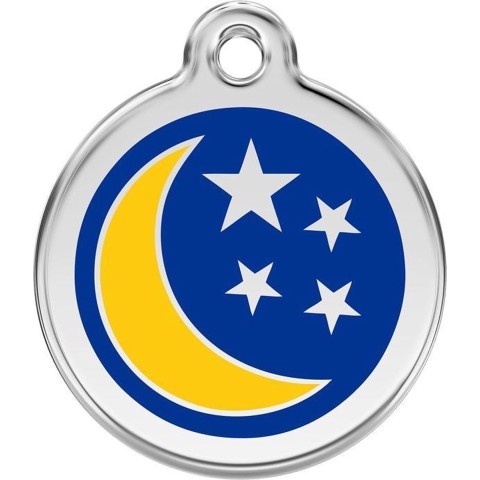 Moon & Stars Navy roestvrijstalen hondenpenning small/klein dia. 2 cm - Reddingo
