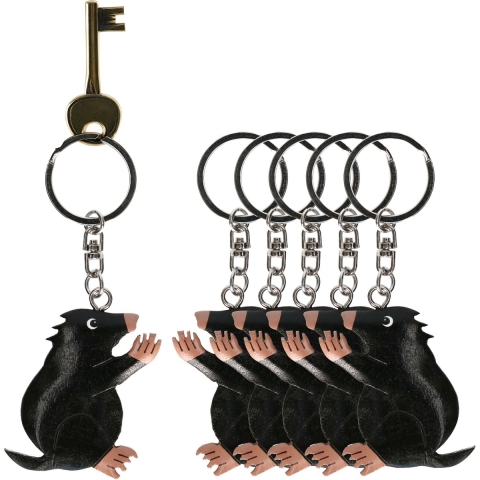 5x Houten mollen sleutelhangers -