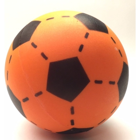 Softbal foam - 3x - voetbal print - oranje - zacht - 20 cm - speelgoed ballen -