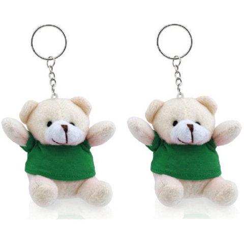 Pluche teddybeer knuffel sleutelhanger - 5x - groen - 8 cm - Beren dieren sleutelhangers -