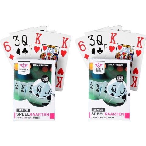 8x Senior speelkaarten plastic poker/bridge/kaartspel -