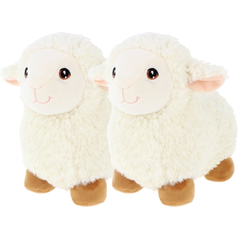 Keel Toys pluche schaap/lammetje knuffeldier - 2x - wit - lopend - 18 cm -