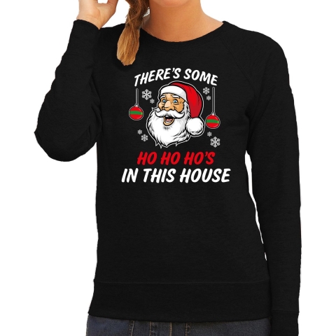Foute humor Kersttrui grappige Kerstman Kerst sweater zwart voor dames XS -
