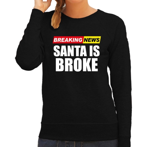 Foute humor Kersttrui breaking news broke Kerst sweater zwart voor dames XS -