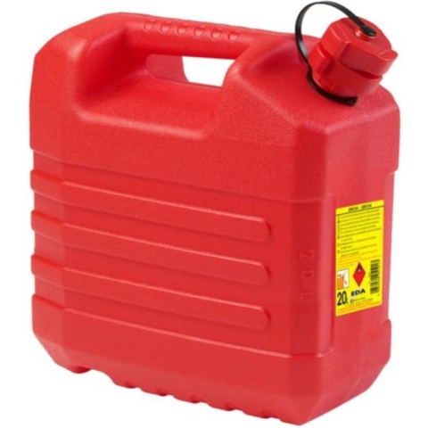 EDA Kunststof jerrycan - rood - L35 x B23 x H37 cm - 20 liter - geschikt voor brandstof -
