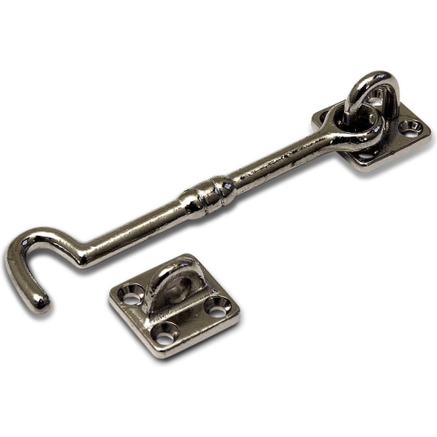 Kajuithaak vernikkeld messing - 20 cm - windhaken - deurvastzetters / raamvastzetters -