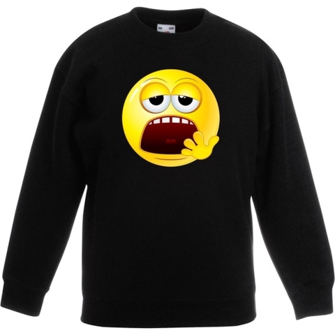 Emoticon sweater moe zwart kinderen 7-8 jaar (122/128) -