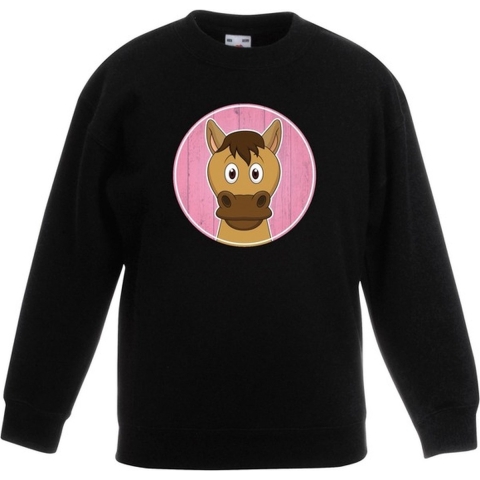 Sweater paard zwart kinderen 3-4 jaar (98/104) -