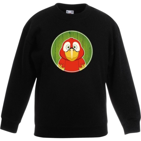 Sweater papegaai zwart kinderen 7-8 jaar (122/128) -