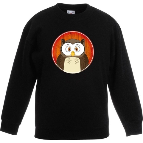 Sweater uil zwart kinderen 7-8 jaar (122/128) -