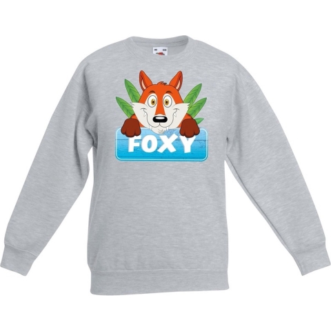 Sweater grijs voor kinderen met Foxy de vos 7-8 jaar (122/128) -