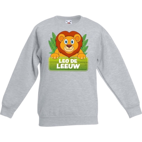 Sweater grijs voor kinderen met Leo de leeuw 3-4 jaar (98/104) -
