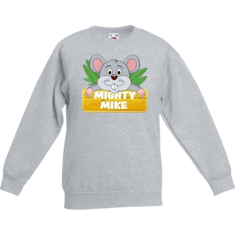 Sweater grijs voor kinderen met muisje Mighty mike 7-8 jaar (122/128) -