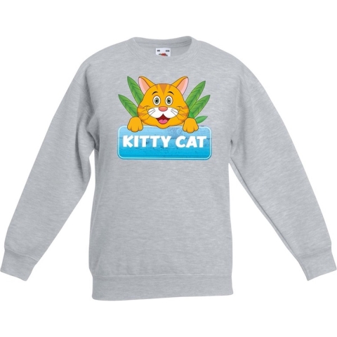 Sweater grijs voor kinderen met Kitty Cat 9-11 jaar (134/146) -