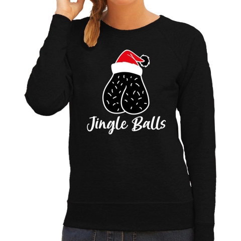 Foute humor Kersttrui jingle balls Kerst sweater zwart voor dames XL -