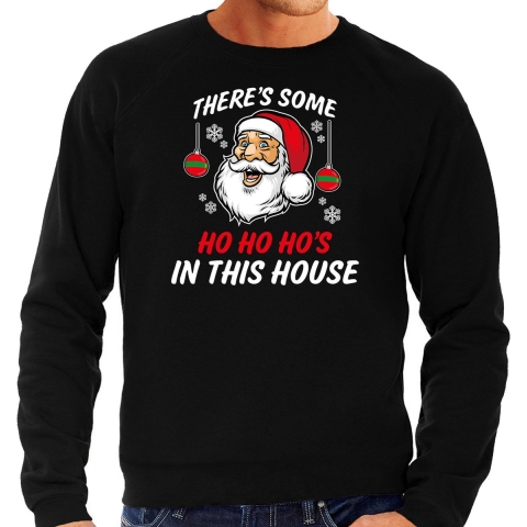 Foute humor Kersttrui grappige Kerstman Kerst sweater zwart voor heren L -