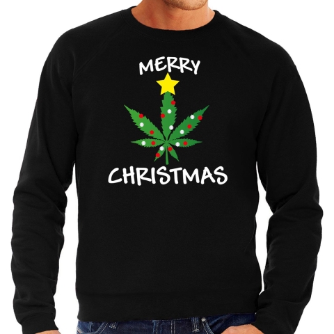 Foute humor Kersttrui wiet Kerst sweater zwart voor heren L -