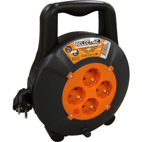 Kabelhaspel/kabelbox - 5 m - met 4 stopcontacten - stopcontact haspel -