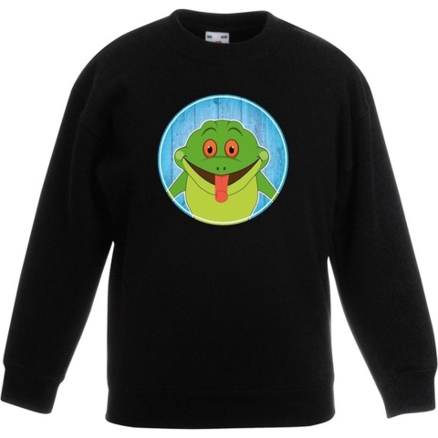 Sweater kikker zwart kinderen 7-8 jaar (122/128) -